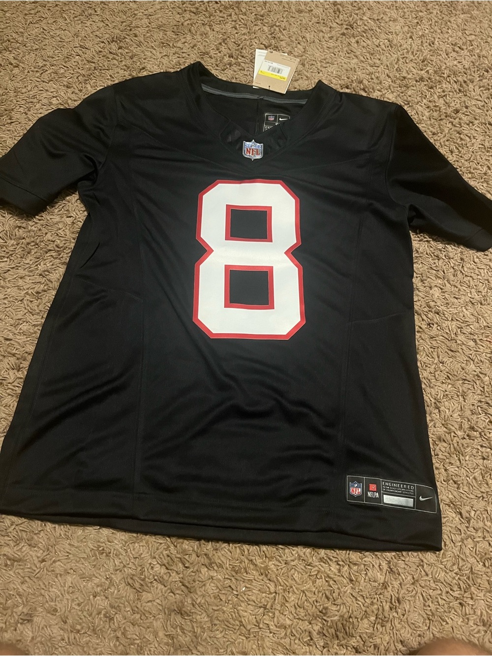 Nike Men's Black NFL Jersey with White & Red Number 8